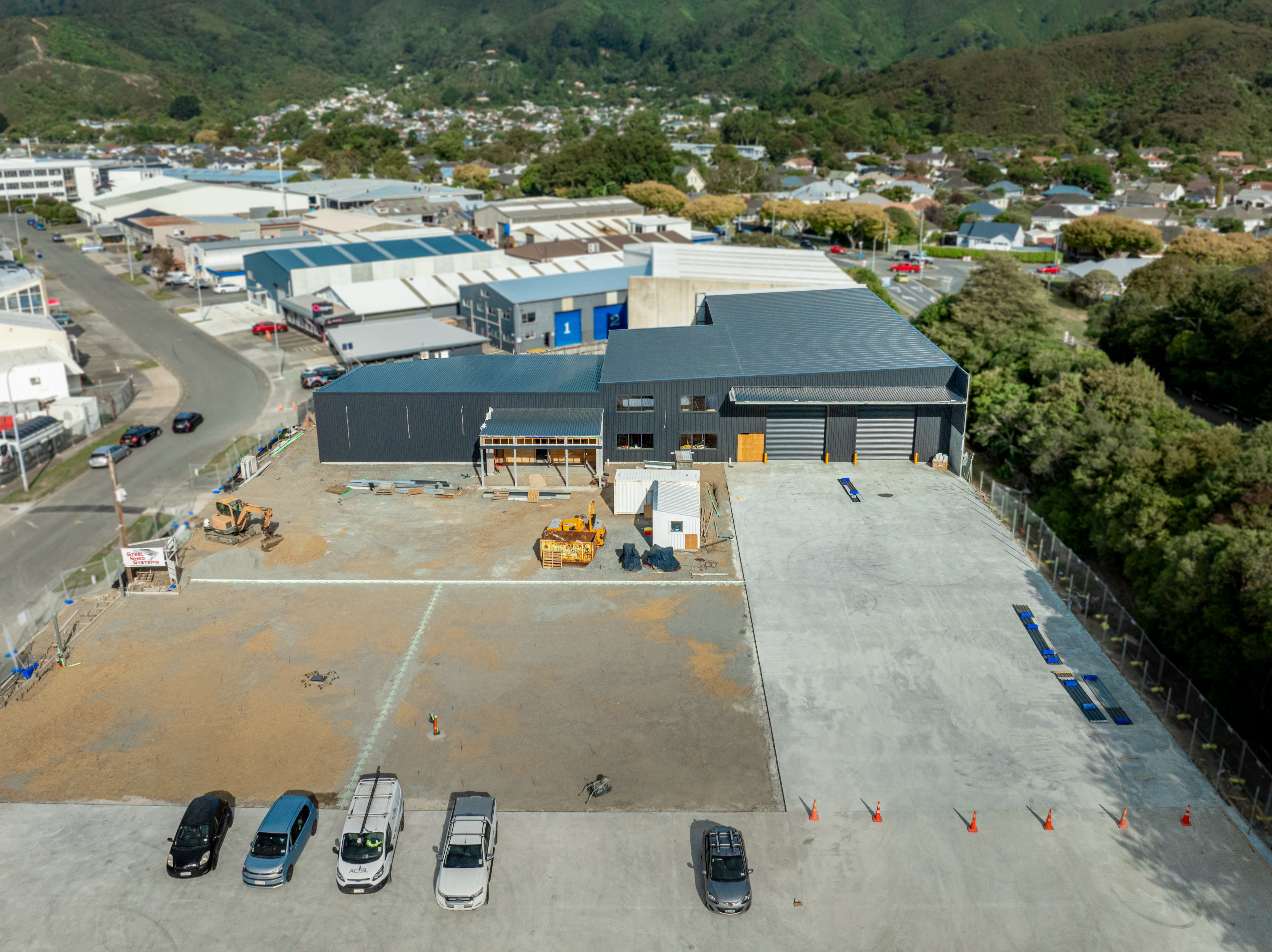 Three-quarter aerial of the branch under construction